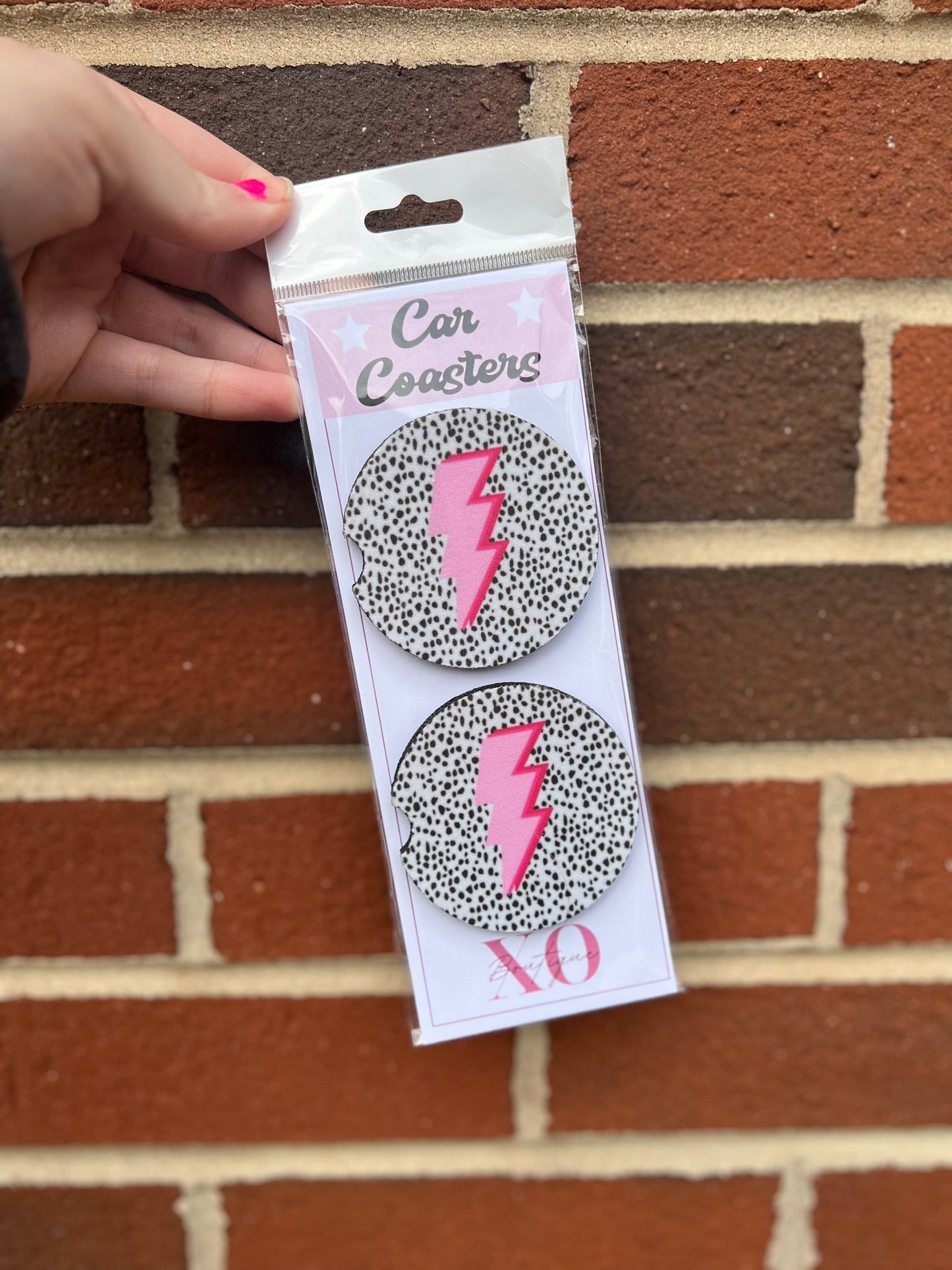 Pink Lightning Car Coasters